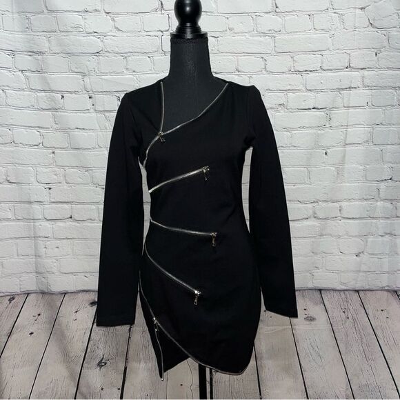 NWT Fashion Nova Zip Her Up Bodycon Dress Size Small - Picture 1 of 11